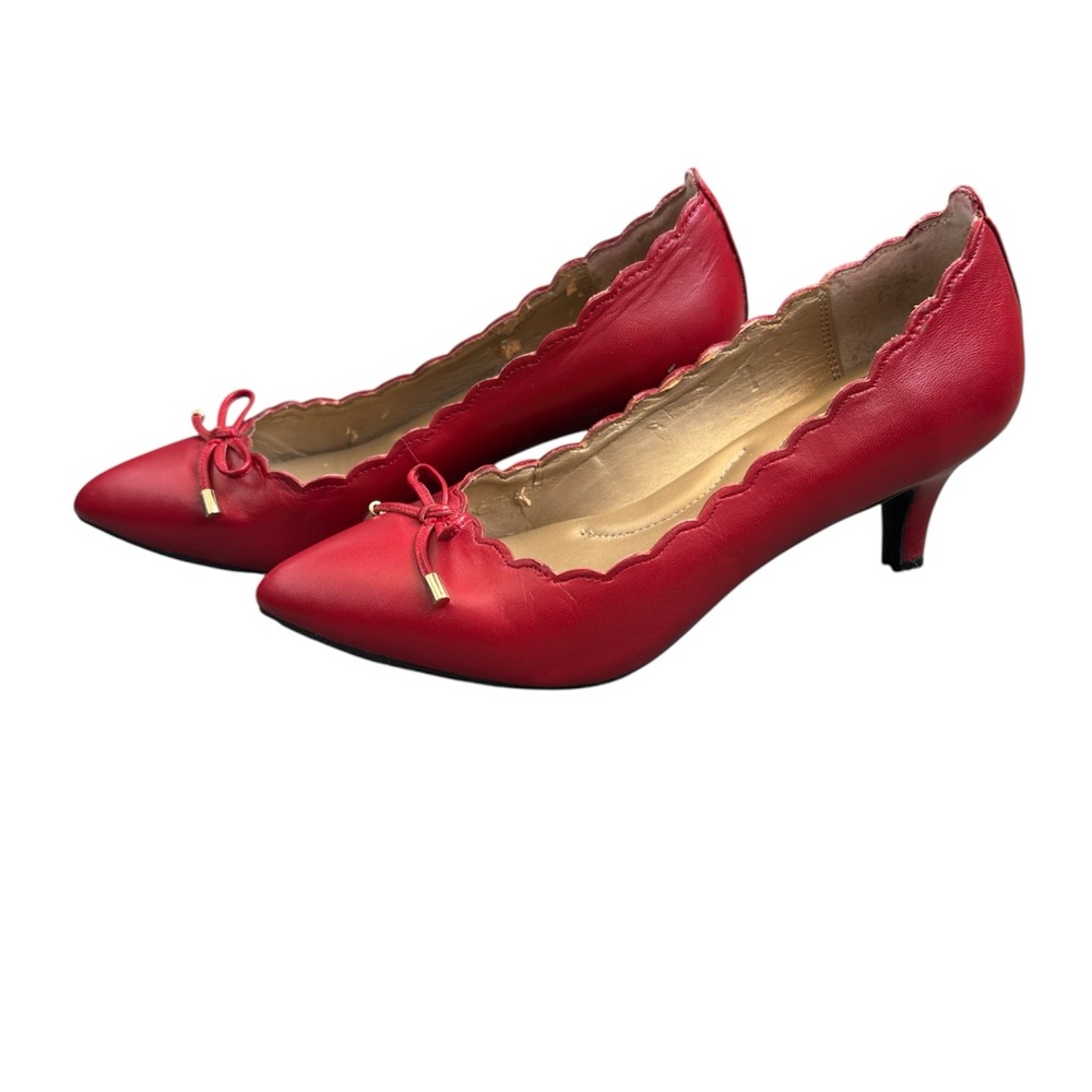 Me Too Red Leather Kitten Heels